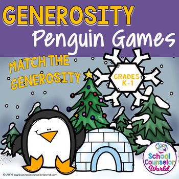 Preview of INTERACTIVE SEL {PPT & GOOGLE DRIVE}: Generosity Penguin Games, Grades K-1