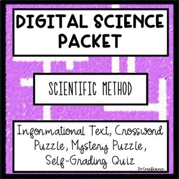 Preview of DIGITAL Scientific Method Reading, Crossword Puzzle, Mystery Puzzle, and Quiz 