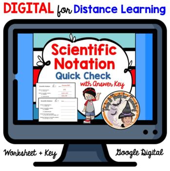 Preview of DIGITAL Scientific Notation Quick Check Worksheet with Answer Key