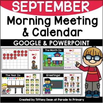 Preview of DIGITAL September Calendar & Morning Meeting - PowerPoint & Google Slides - K
