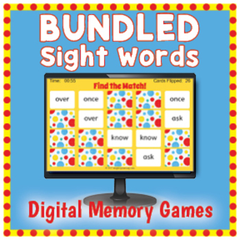Preview of DIGITAL Sight Word Memory Matching Game - BUNDLED