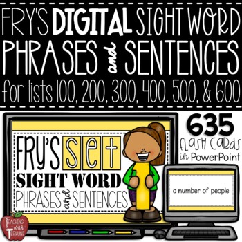 Preview of DIGITAL Sight Word Phrases and Short Sentences for Fry Sight Word Lists 100-600
