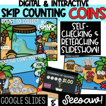 Preview of DIGITAL Skip Counting Coins - Self-Checking - Google Slides & Seesaw
