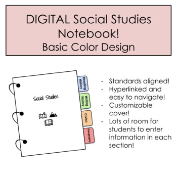 Preview of DIGITAL Social Studies Notebook - Standards Aligned (Basic Color Design) 