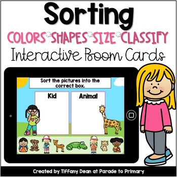 Preview of DIGITAL Sorting Activities - Color, Shape, Size, Classify - Distance Learning