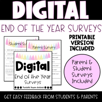 Preview of DIGITAL Student & Parent Surveys | PRINTABLE | GOOGLE | TASK CARDS