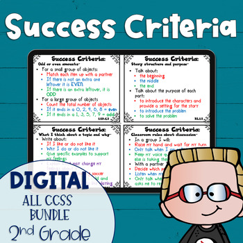 Preview of DIGITAL Success Criteria for Common Core Learning Targets All Subject BUNDLE 2nd
