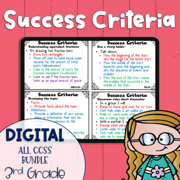 Preview of DIGITAL Success Criteria for Common Core Learning Targets All Subject BUNDLE