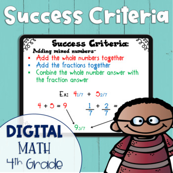 DIGITAL Success Criteria for Common Core Learning Targets in Math 4th grade