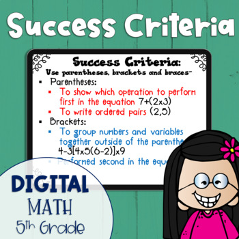 Preview of DIGITAL Success Criteria for Common Core Learning Targets in Math 5th grade