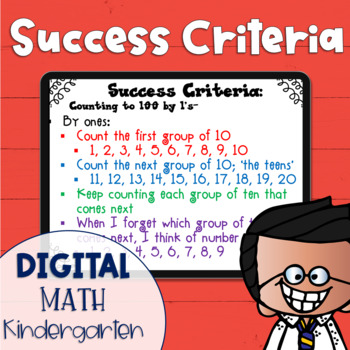 Preview of DIGITAL Success Criteria for Common Core Learning Targets in Math Kindergarten