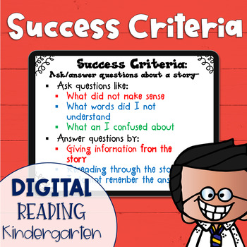 Preview of DIGITAL Success Criteria for Common Core Learning Targets in Reading Kinder