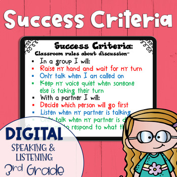 Preview of DIGITAL Success Criteria for Common Core Learning Targets in Speak & Listen 3rd