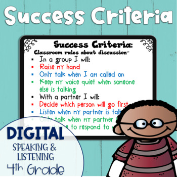 Preview of DIGITAL Success Criteria for Common Core Learning Targets in Speak & Listen 4th
