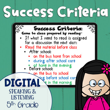 Preview of DIGITAL Success Criteria for Common Core Learning Targets in Speak & Listen 5th