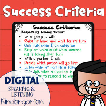 Preview of DIGITAL Success Criteria for Common Core Learning Targets in Speak and Listen K