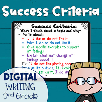 Preview of DIGITAL Success Criteria for Common Core Learning Targets in Writing 2nd Grade