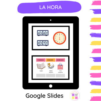 Preview of DIGITAL TASK CARDS | LA HORA | TIME IN SPANISH | LISTENING | VOCABULARY 