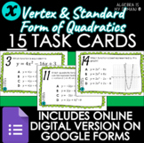 DIGITAL TASK CARDS - Vertex & Standard Form of Quadratics 