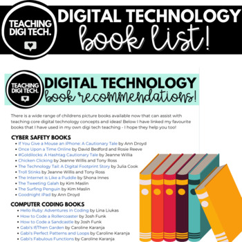 Preview of DIGITAL TECHNOLOGY Picture Book Recommendations List FREEBIE