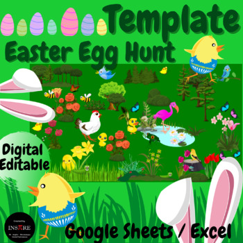 Preview of DIGITAL TEMPLATE Easter Egg Hunt | Scavenger Hunt Pixel Art | Spring activity