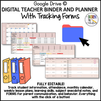 Preview of DIGITAL Teacher TRACKING Binder + Lesson Planner + Anecdotal Notes + FORMS