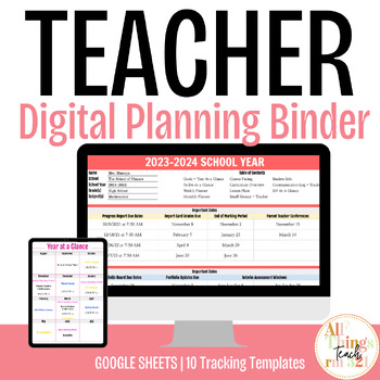 Preview of DIGITAL Teacher TRACKING Binder + PLANNER (10 Digital Resources)