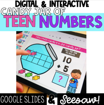 Preview of DIGITAL Teen Numbers - Google Slides & Seesaw - Candy Themed