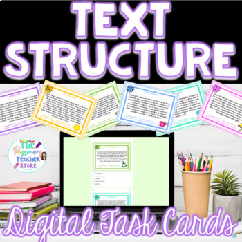 Preview of DIGITAL Text Structure Task Cards Google Form | Informational Text
