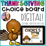 DIGITAL Thanksgiving Choice Board - Distance Learning