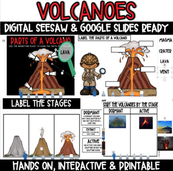 Preview of DIGITAL: Volcano Landforms - Seesaw - Google Slides - Printables - PowerPoint