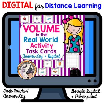 Preview of DIGITAL Volume in the Real World Task Cards Activity Google Slides + Answer Key