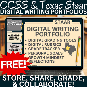 Preview of DIGITAL WRITING PORTFOLIO CCSS & TEKS RUBRICS STAAR TEST PREP ECR SCR REVIEW