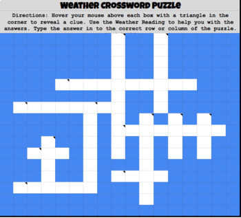 DIGITAL Weather Fronts Masses Pressure Coriolis Crossword Reading