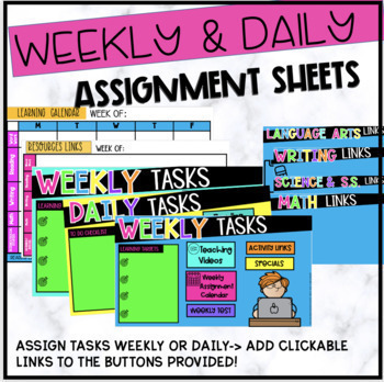 Preview of DIGITAL  Weekly Assignment Template and Daily Assignment Board/Checklist
