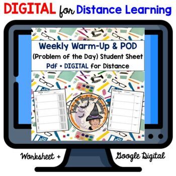 Preview of Back to School DIGITAL Math Weekly Warm-Up Griddable Problem of the Day Template