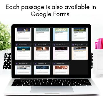 DIGITAL Winter Reading Comprehension | FICTION & NON-FICTION | Google Forms