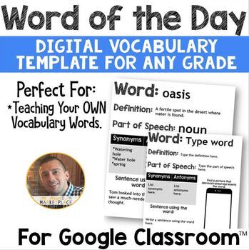 Preview of DIGITAL Word of the Day for Google Classroom: ANY Grade Level