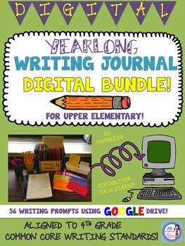 Preview of DIGITAL Writing Journal Set for Google Drive/Distance Learning (editable!)