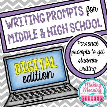 Preview of Writing Prompts for Middle and High School Vol.2 - PAPERLESS