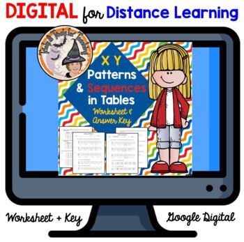 Preview of DIGITAL X Y Tables and Patterns Sequences 1 Step Algebra and Answer Key