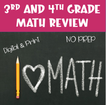 Preview of DIGITAL and PRINT RESOURCE - 3rd and 4th Math Review FREEBIE