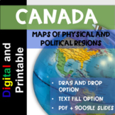DIGITAL and Printable Maps of Canada - Physical Regions an