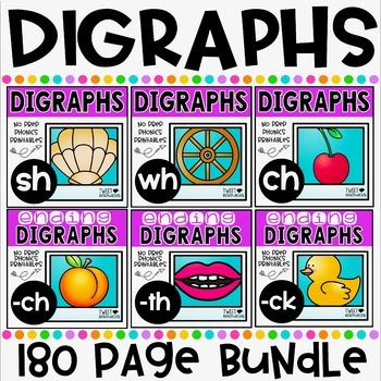Preview of Digraphs No Prep Phonics Printables BUNDLE for primary digraphs instruction