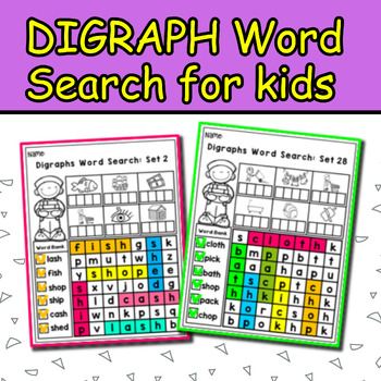 Preview of DIGRAPH Word Search for kids