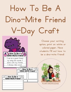 Preview of DINO-MITE Friend How-To Writing Craft (Valentine's Day Fun) - February