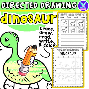 Preview of DINOSAUR Directed Drawing: Writing, Reading, Tracing & Coloring Activities