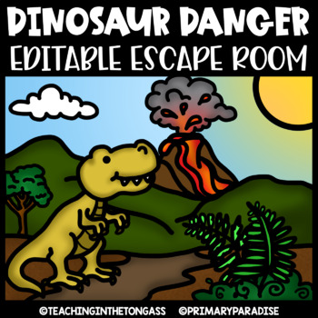 Preview of Dinosaur Escape Room Math & ELA Printable Activities