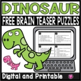 Dinosaur Theme Logical Reasoning Mini Activity Freebie