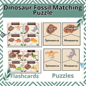 Preview of DINOSAUR MATCHING: Fossil Matching Puzzle and Flash Cards for Montessori
